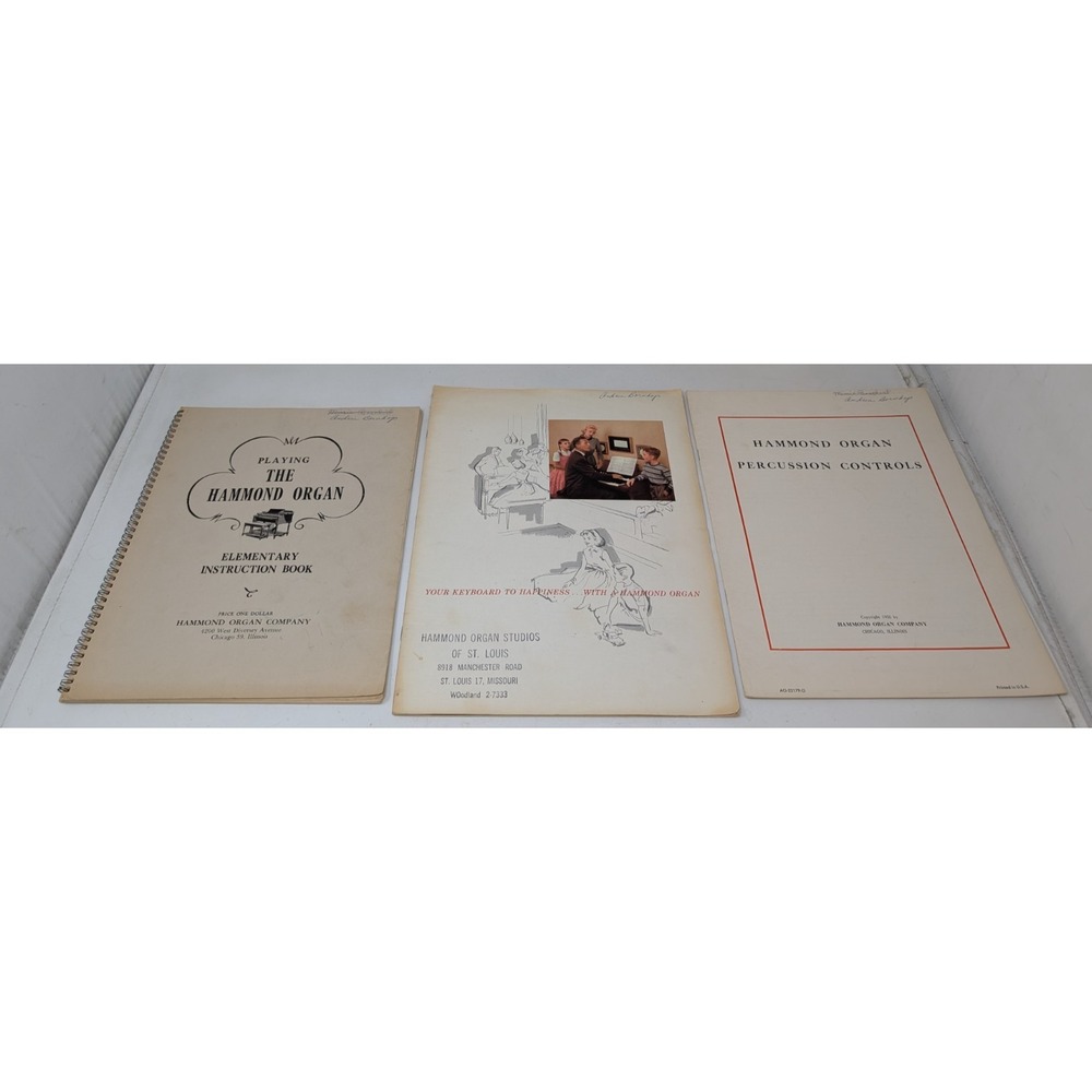 Playing The Hammond Organ Elementary Instruction Book & Manual Lot 1940s 50s VTG